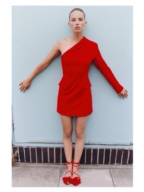 Zara ASYMMETRIC BLAZER DRESS in Red Size Small